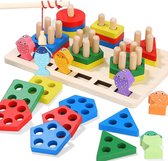 Montessori Speelgoed 1 2 3 jaar, 2-in-1 houten speelgoed vanaf 1 jaar, voor jongens en meisjes, motoriekspeelgoed, steekspel, visspel, babyspeelgoed, voor kinderen als geboortedagcadeau