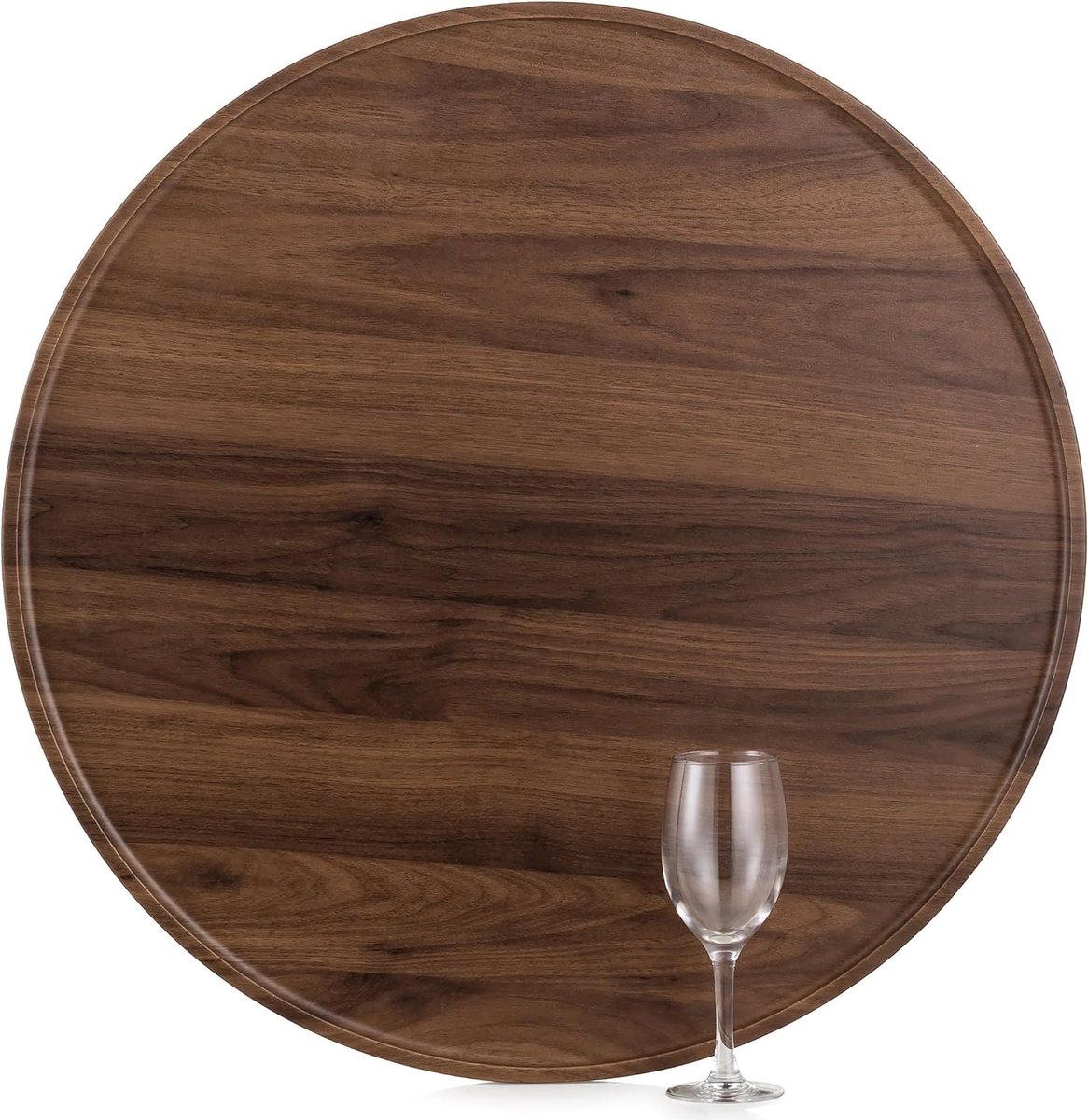 Dienblad dienblad groot rond: rustiek groot walnoot houten dienblad notenhout dienbladen voor koffie keuken voetenbank, 56 cm