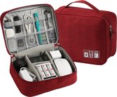 Travel bag- Reis tas - Kabel Organizer Tas - Digitale Opbergtas voor Tablet, Kabels en Accessoires - Oplader tas - Elektronica - Etui - Organizer - Rood
