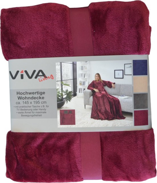 Couverture de vie avec manches - Bordeaux - 145 x 195 cm - Extra Soft - Tapis de canapé - Plaid - Plaid de canapé - Couverture câline