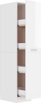 vidaXL - Apothekerskast - 30x42,5x150 - cm - bewerkt - hout - hoogglans - wit