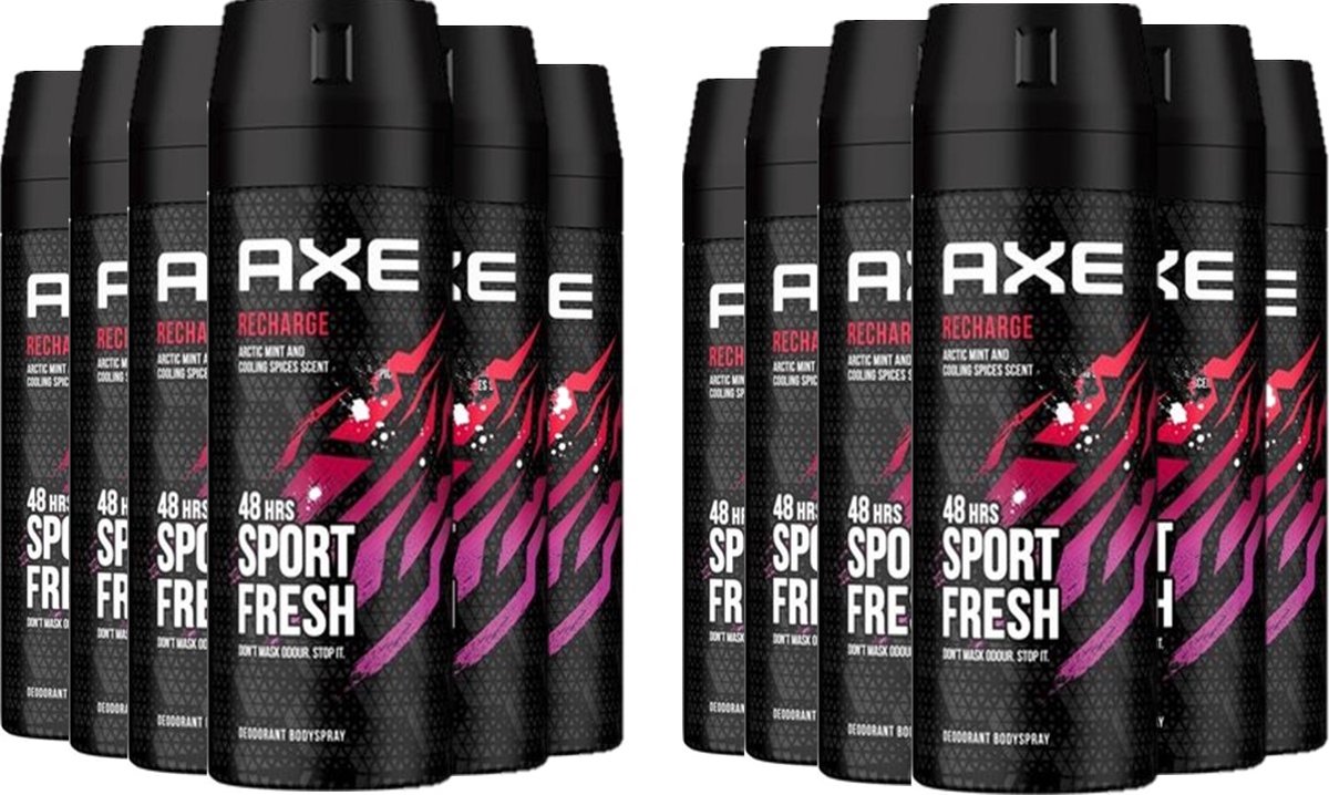 Goedkoopste Axe Deodorant Bodyspray Sport Recharge - Voordeelverpakking 12 x 150 ml