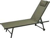 Chaise longue réglable confortable 2 pièces avec oreiller - Vert olive