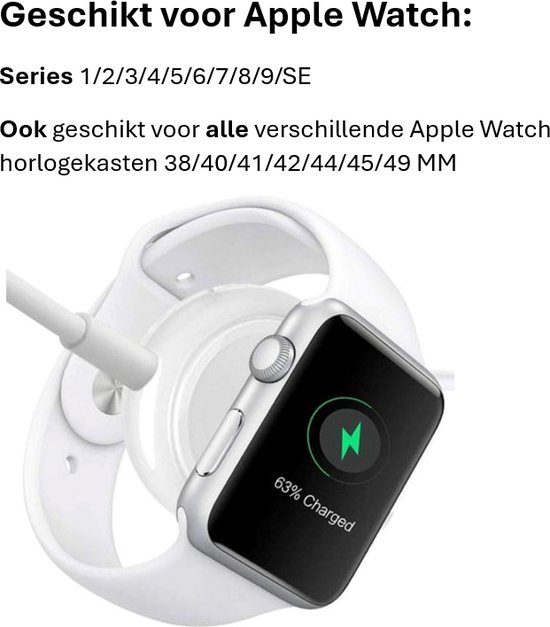 Oplader geschikt voor Apple Watch 1/2/3/45/6/7/8/SE - USB C - charger suitable for Apple Watch - Kbstronics