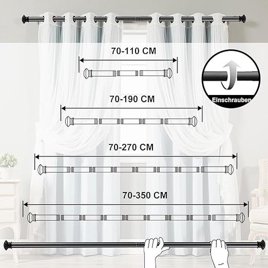 gordijnroede kledingstang, douchegordijnstang, extra lang
