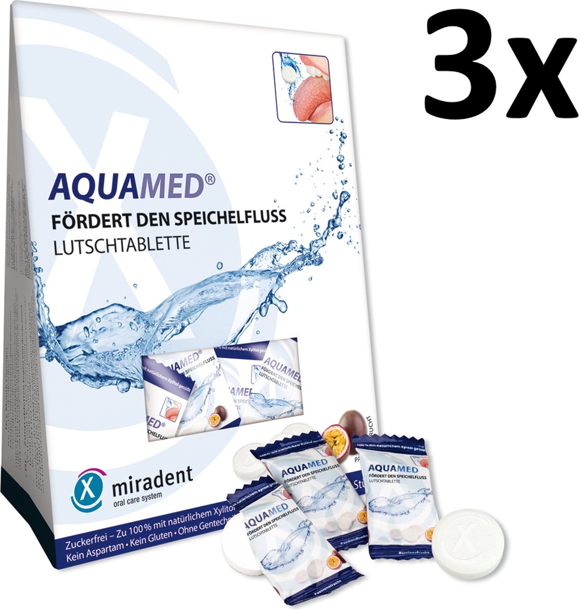 Miradent Aquamed Zuigtabletten - Xylimelts Droge Mond - 3 x 26 stuks