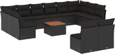 vidaXL - 13-delige - Loungeset - met - kussens - poly - rattan - zwart