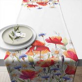 Chemin de table en coton - Coquelicots et bleuets - Décoration de table - Coquelicots - Bleuets - Fleurs