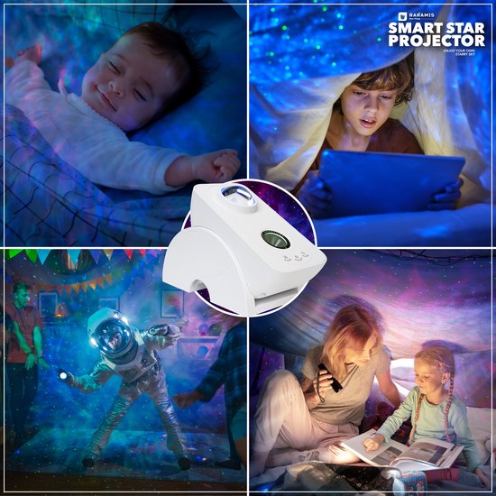 RARAMIS Slimme Sterrenprojector - Sterren Projector met WiFi en Stembediening via Amazon Alexa & Google Home - Kinderlamp met Hemel Projectie - Sterrenhemel Plafond Lamp voor Babykamer en Kinderkamer - Nachtlamp voor Baby en Kind - Kids Nachtlampje