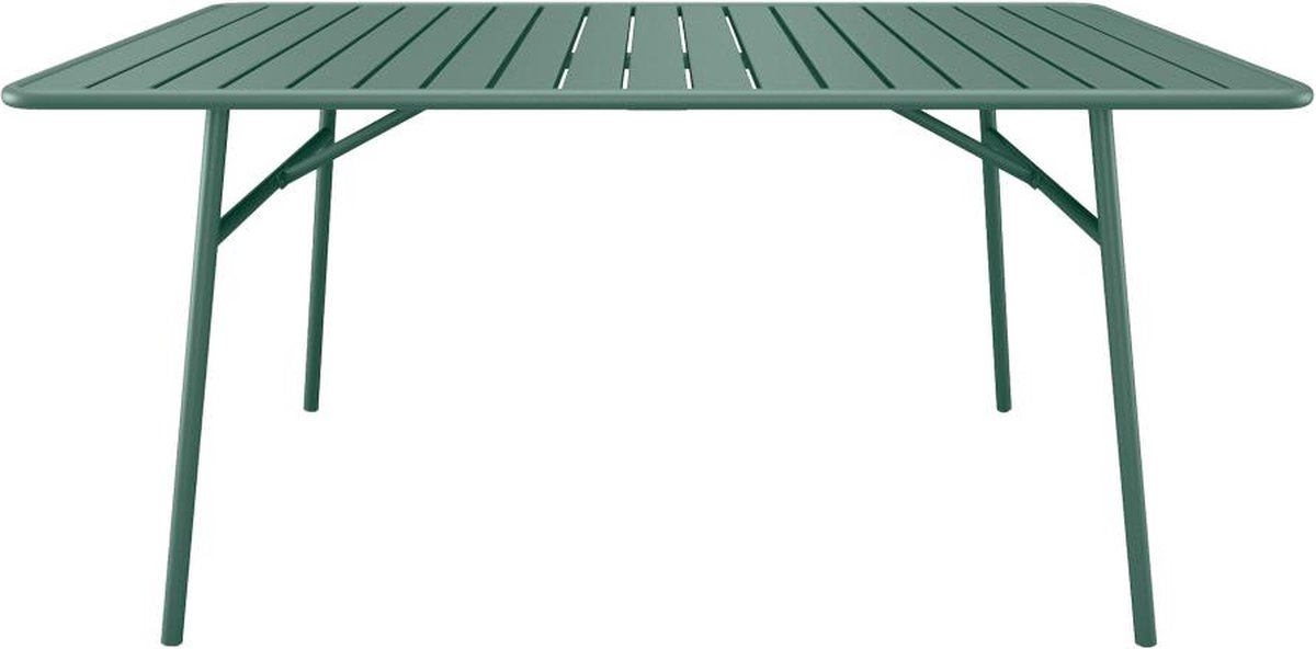 Vente-unique Tuintafel D200 cm van metaal - Amandelgroen - MIRMANDE van MYLIA L 200 cm x H 75 cm x D 100 cm