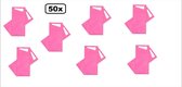 50x Bestekzakjes Fuchsia/pink met wit servet -Fout feest bestek festival restaurant thema feest tafel dekken chic gala huwelijk