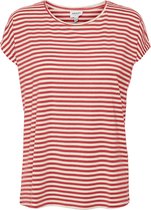 Vero Moda T-shirt Vmava Plain SS Top Stripe GA Jrs N 10284469 Cayenne/pristine Taille Femme - L