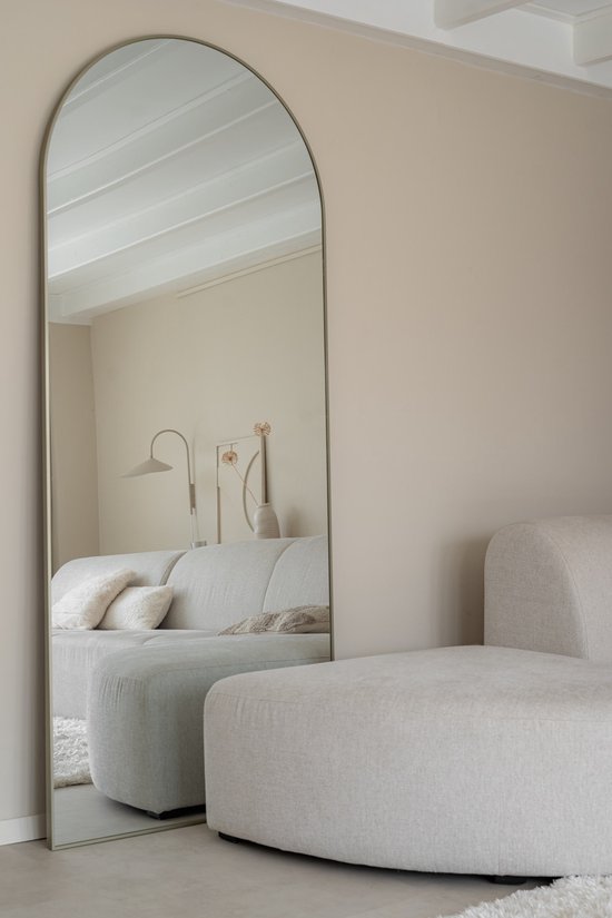 Nordic Style® Boogspiegel 210x90cm | Greige | Scandinavische Spiegels | Halfrond | Pas spiegel | Staande spiegel | Kleedkamer spiegel