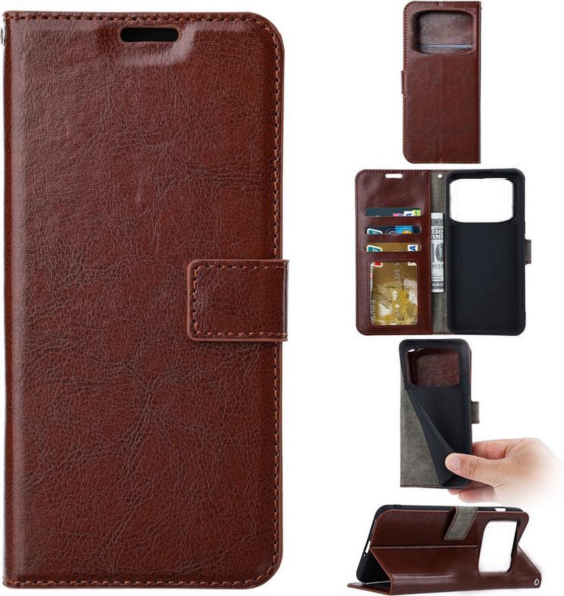 Portemonnee Book Case Hoesje Geschikt voor: Xiaomi Poco X4 Pro - Bruin