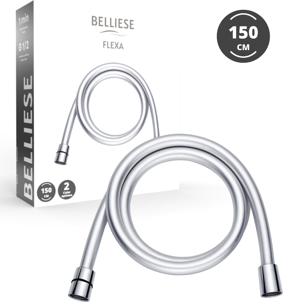 Belliese Flexa Doucheslang - Doucheslang 150 cm - Universele Aansluiting - Chroom