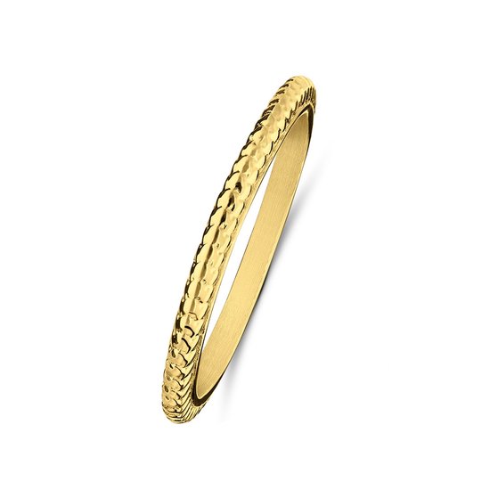 Lucardi Dames Stalen goldplated ring bolletjes - Ring - Staal - Goudkleurig - 15 / 47 mm