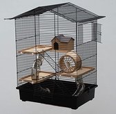 Hamsterkooi - Hamster kooi - Hamster bodembedekking - 67 cm x 57,5 cm x 40,5 cm - Zwart