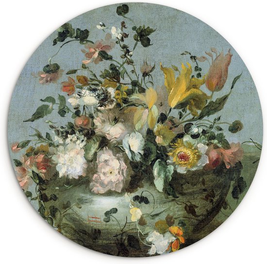 WallCircle - Déco chambre esthétique - Fleurs - Oude Meesters - Baroque - Nature - 30x30 cm - Déco chambre ados - Décoration murale - Peintures ronds
