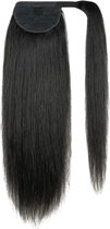Vivendi Ponytail Clip In Hairextensions| Human Hair Echt Haar |Wrap Around Hairextensions | 16" / 40 cm |kleur #1B zwart Bruin | 70gram