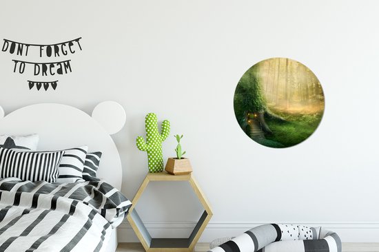 Cercle mural - Cercle mural - Maison - Forêt - Arbres - Aluminium - Dibond - ⌀ 30 cm - Intérieur et Extérieur