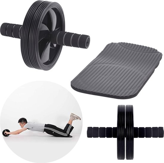 Foto: Cheqo ab wheel trainingswiel buispierwiel ab roller buikspier trainer met yogamat fitnessmat buikspier trainen