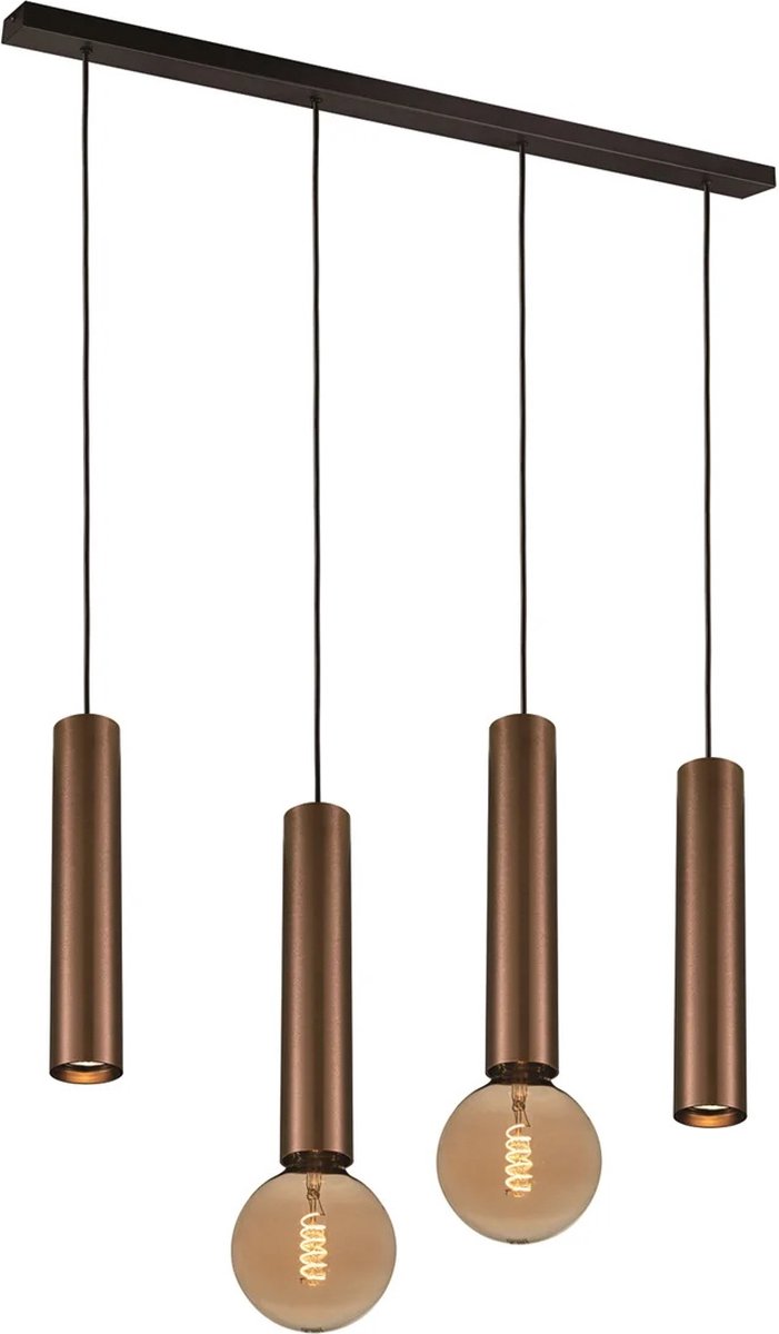 Fantasia Taboron hanglamp 4L zwart en geborsteld brons