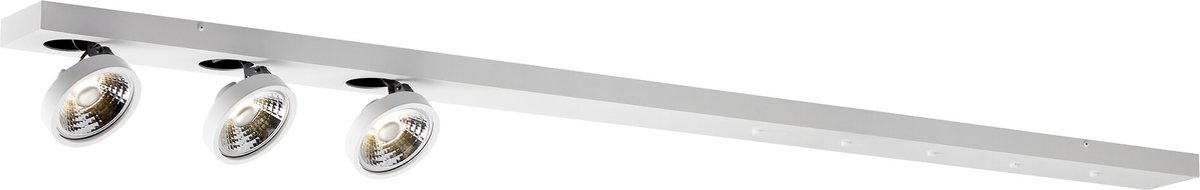 Aeon-3 XXL plafondbasis in wit aluminium, 1800mm lang, met 3x AR111 LED 2700K inbegrepen, dimbaar, IP20