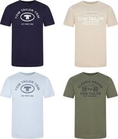 Tom Tailor Heren T-Shirt Tom Tailor 4 Pack regular fit Veelkleurig L Ronde Hals Volwassenen t shirt heren met print