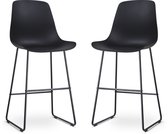 Tabouret de Bar Nolon Nino Zwart - Piètement Zwart - 75 cm - Chaise de Bar - avec Dossier - Cuisine