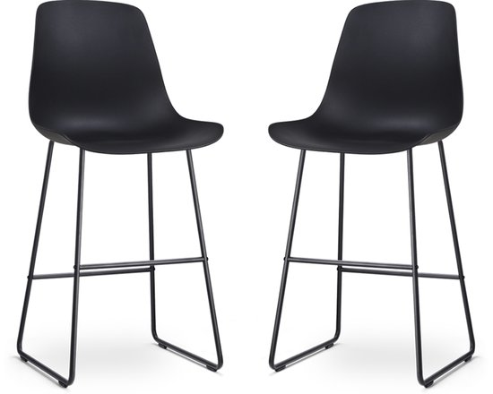 Nolon Nino Barkruk Zwart - Zwart Onderstel - 75 cm - Barstoel - met Rugleuning - Keuken