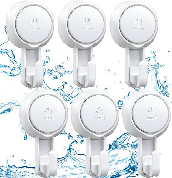 Luxear 4-pack zuignaphaken zonder boren, 2 in 1 enkele haken dubbele haken, 5KG belastbaar, 360 graden draaibare zuignappen, vacuümzuighaken extra sterk voor vensterglas badkamer keuken badkamer douche
