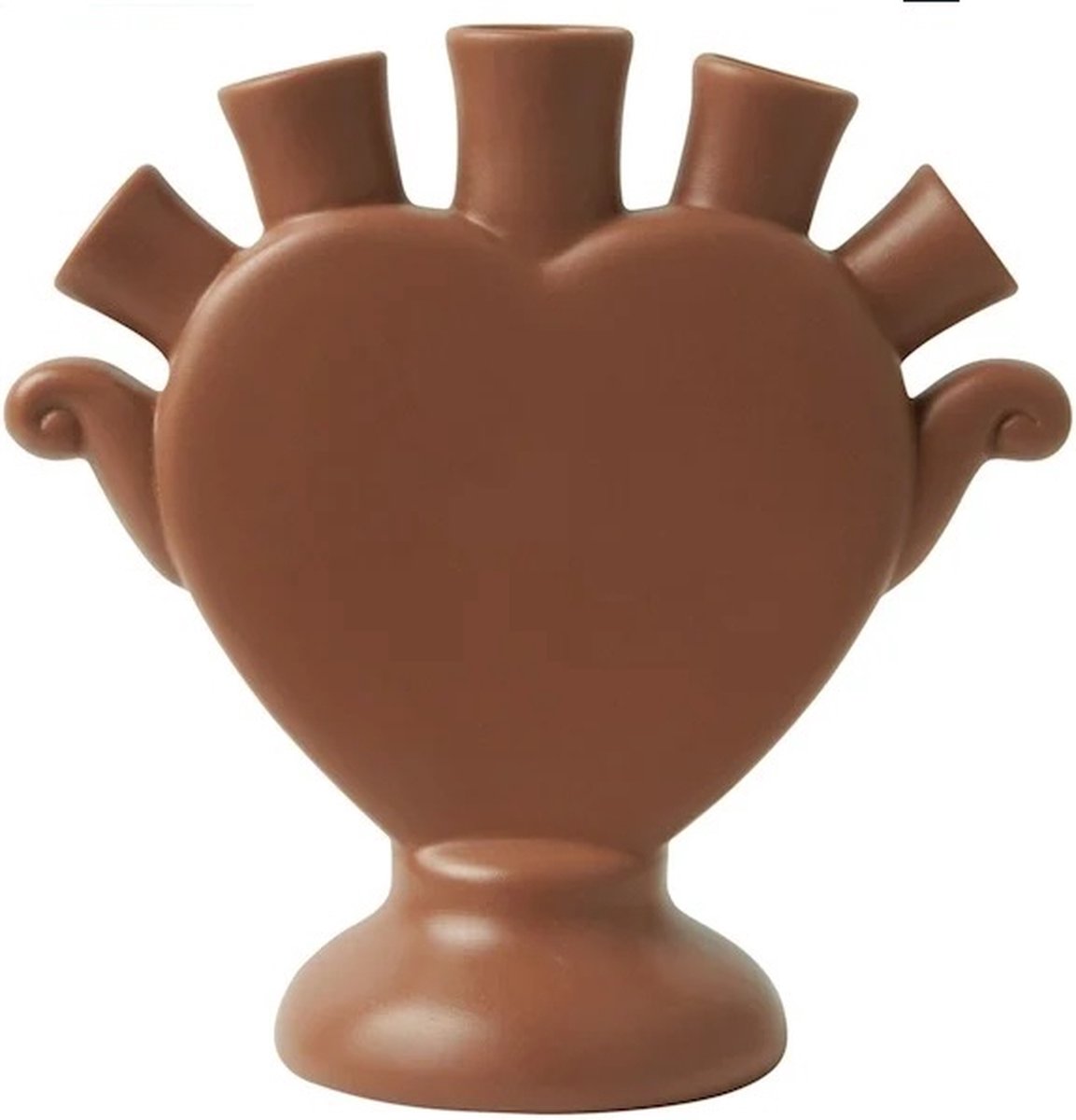 Boltze Modern bruin tulpenvaasje van mat gebakken klei 13 cm