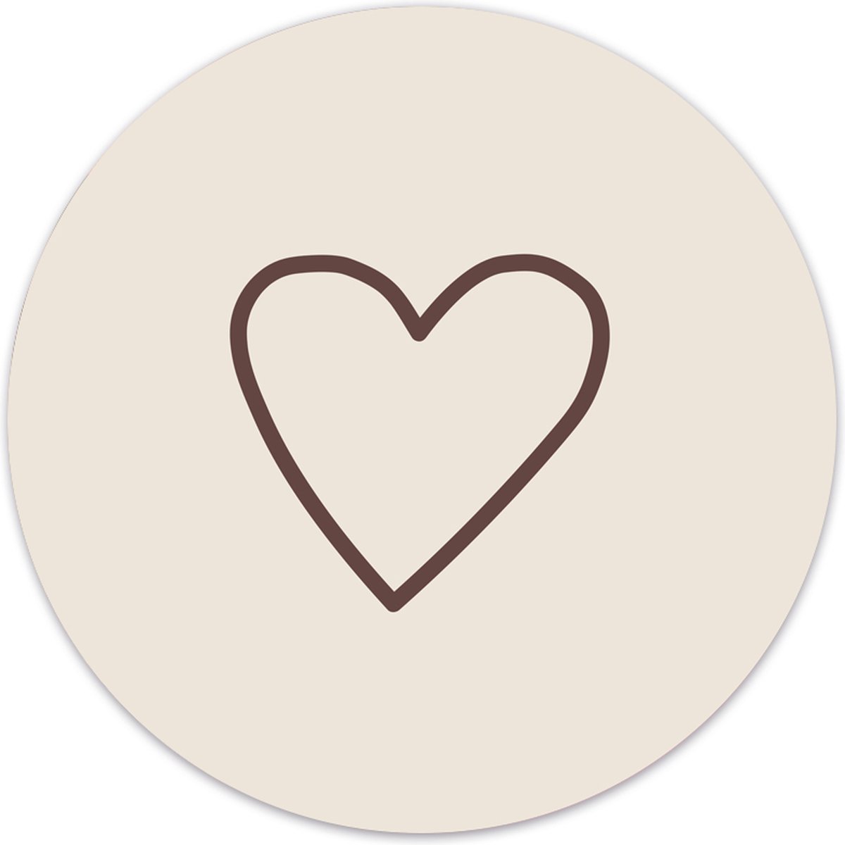 Label2X - Muurcirkel hart beige - Ø 12 cm - Forex - Multicolor - Wandcirkel - Rond Schilderij - Muurdecoratie Cirkel - Wandecoratie rond - Decoratie voor woonkamer of slaapkamer