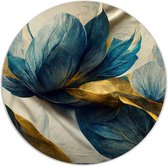 Label2X - Muurcirkel art blauw goud - Ø 30 cm - Dibond - Multicolor - Wandcirkel - Rond Schilderij - Muurdecoratie Cirkel - Wandecoratie rond - Decoratie voor woonkamer of slaapkamer