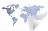 Sticker Muursticker Cartes du monde du Wereldkaart aux couleurs violet-bleu et motif de structure sur fond blanc - 60x40 cm - Film adhésif autocollant - Sticker mural repositionnable
