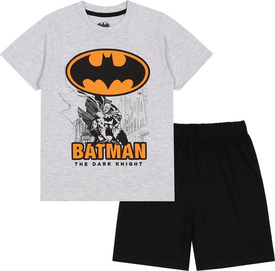 Batman - Grijze en zwarte jongenspyjama's met korte mouwen, zomerpyjama