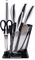 Ensemble de couteaux Recalma avec bloc de couteaux - Couteau à découper - Couteau Santoku - Acier inoxydable - Couteau de chef - Passe au lave-vaisselle - Incl. Ciseaux et aiguiseur – Couteaux rotatives Standard