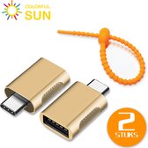 Colorful Sun® USB-C naar USB-A adapter - 2 stuks - USB C to USB A - Gratis kabel-organizer - USB C Male naar USB A Female - USB 3.2 - 10 Gbps - Verloop - Goud