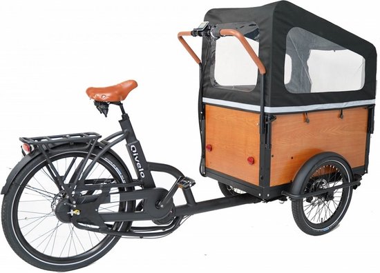 QIVELO CRUISE LUXE E-BAKFIETS MAT BLACK BROWN - qivelo