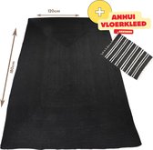 Handgemaakt Dhaka jute vloerkleed zwart 120x180cm + Anhui 90x60cm vloerkleed zwart/wit