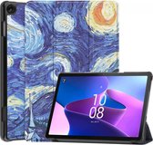 Tablet Hoes Geschikt voor Lenovo Tab M10 Plus Gen 3 | Book Case met Standaard | Kunstlederen Beschermhoes | Tri-fold | Sterrennacht