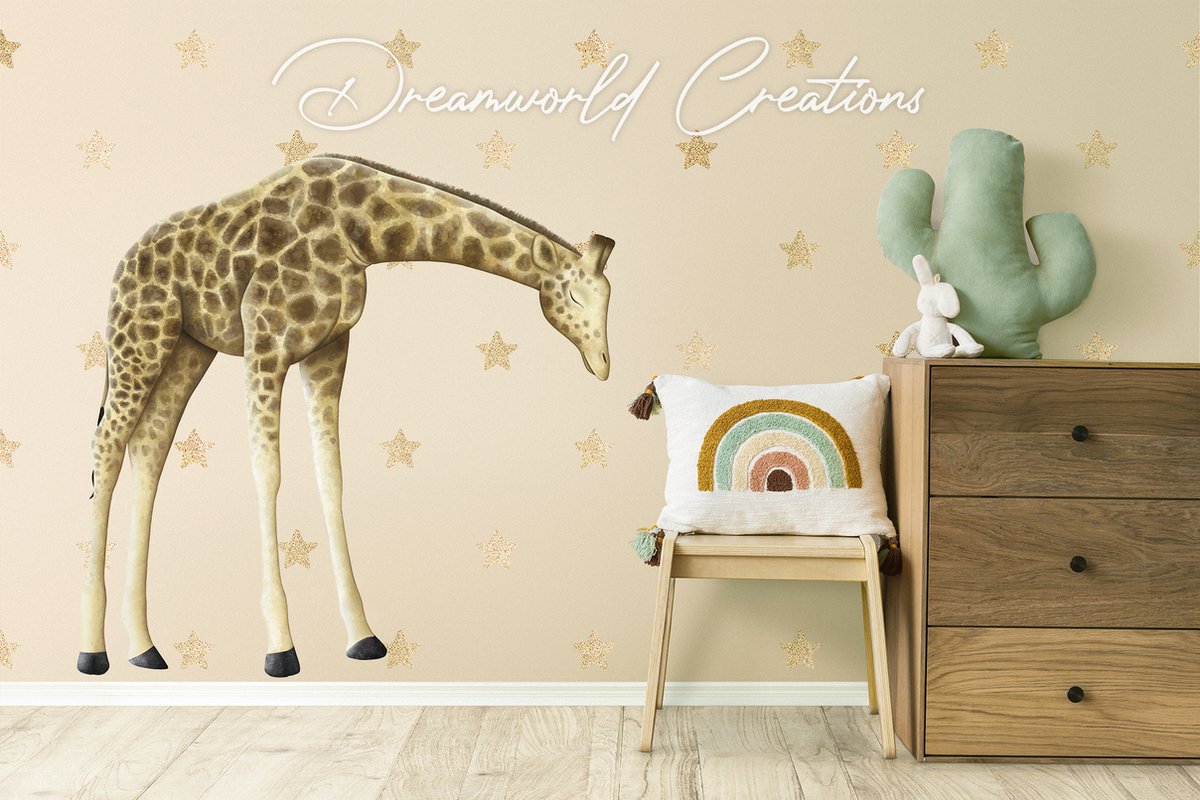 Muursticker giraffe - 152x145 cm - kijkend naar links - muursticker kinderkamer