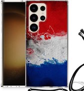 Telefoon Hoesje Geschikt voor Samsung Galaxy S24 Ultra Leuk Hoesje met transparante rand Nederlandse Vlag