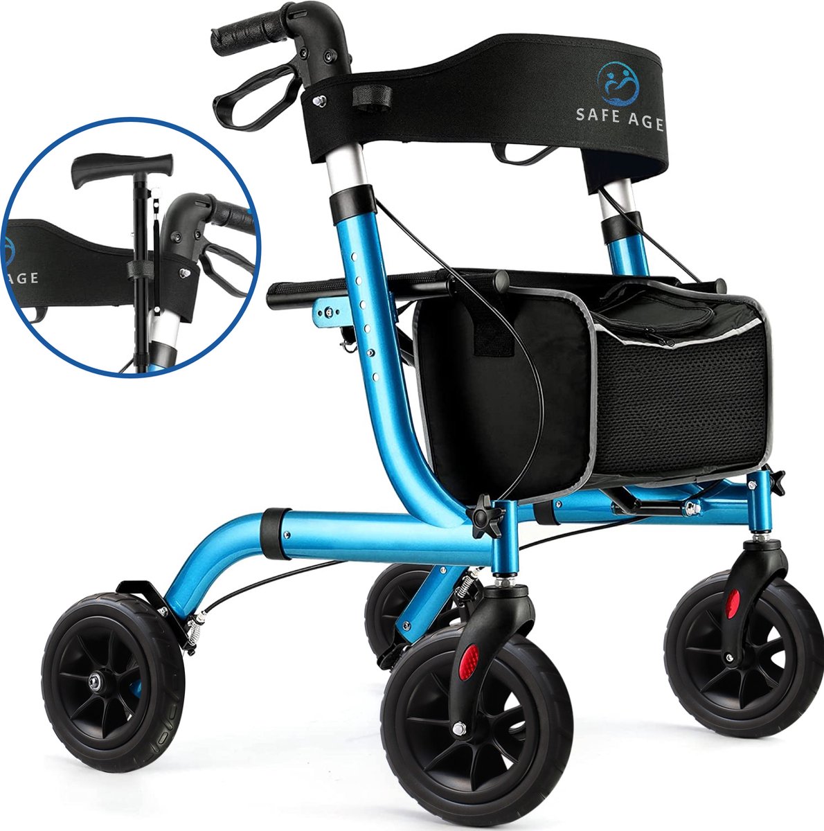Goedkoopste Safe Age® Rollator lichtgewicht en opvouwbaar - zitfunctie - voor binnen en buiten - Rugleuning en wandelstok houder