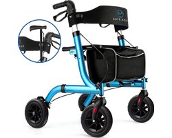 Safe Age® Rollator lichtgewicht en opvouwbaar - zitfunctie - voor binnen en buiten - Rugleuning en wandelstok houder