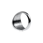 Zegelring Unisex - Gepolijst RVS - Ronde Design - Ring met Zwarte Zirkonia Dames - Heren