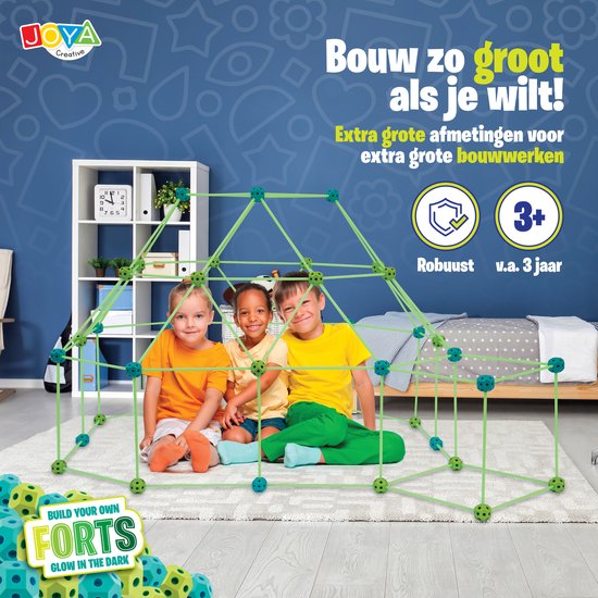 Joya Creative 130 pièces Construisez votre propre Fort - Jouets de construction Glow dans le noir - Convient pour l'intérieur et l'extérieur
