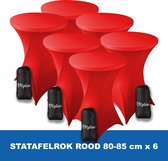 Statafelrok Rood x 6 – ∅ 80-85 x 110 cm - Statafelhoes met Draagtas - Luxe Extra Dikke Stretch Sta Tafelrok voor Statafel – Kras- en Kreukvrije Hoes