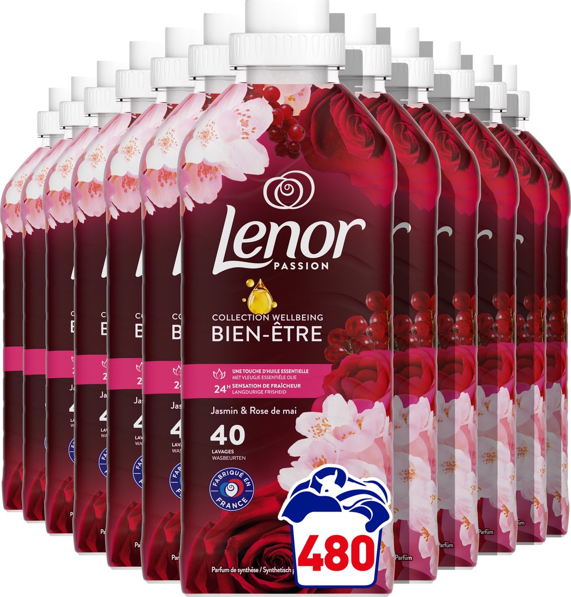 Goedkoopste Lenor Wasverzachter - Jasmijn & Rose de Mai - 12 x 40 Wasbeurten - Voordeelverpakking