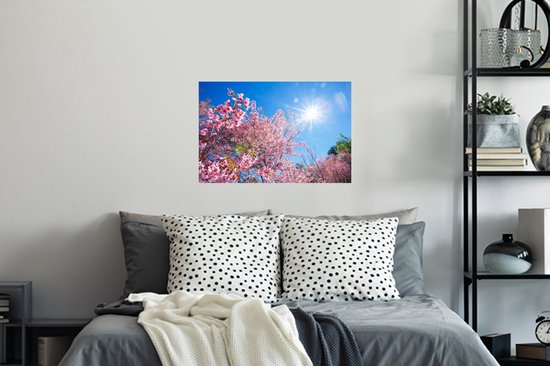 Stickers muraux - Sakura - Fleurs - Rose - 60x40 cm - Feuille adhésive